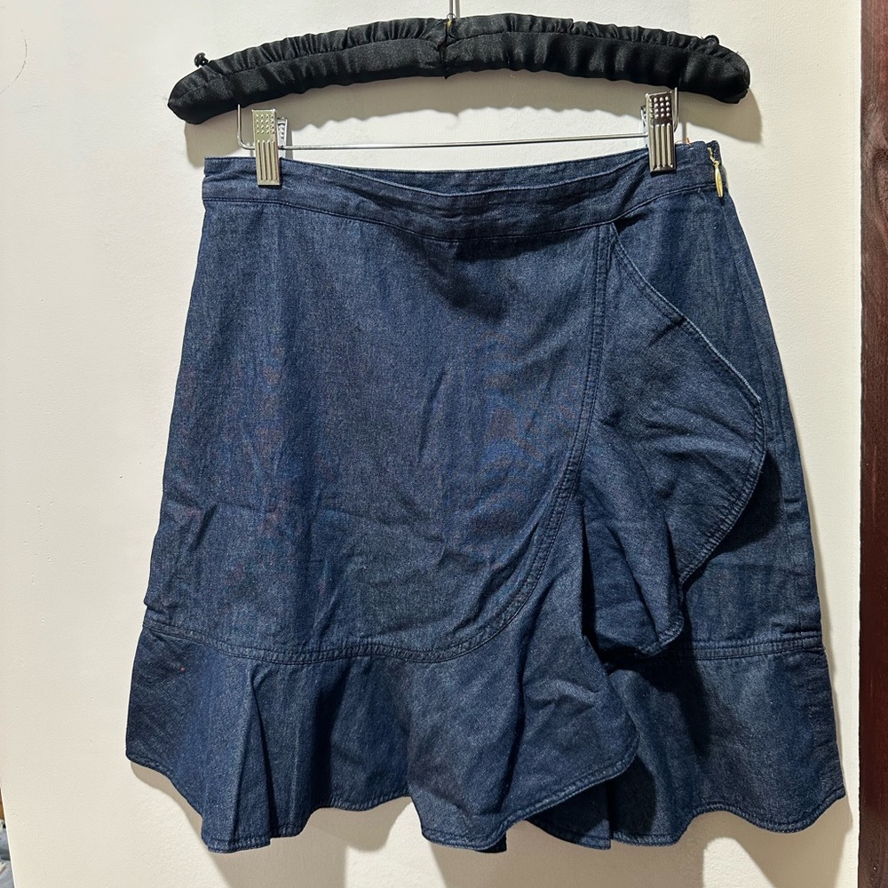 Draper James Ruffle Faux Wrap Chambray Skirt Nwot… - image 3